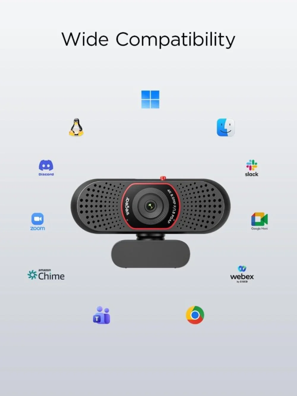 4K USB Webcam for PC - 30FPS/60FPS, Autofocus, Dual Mics, Privacy Cover
